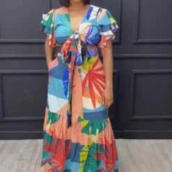 Women Sexy Printed Ruffle Lace-Up Top And Skirt Two-piece Set -Deals Toggenix Store ab2aabb1666ae99b