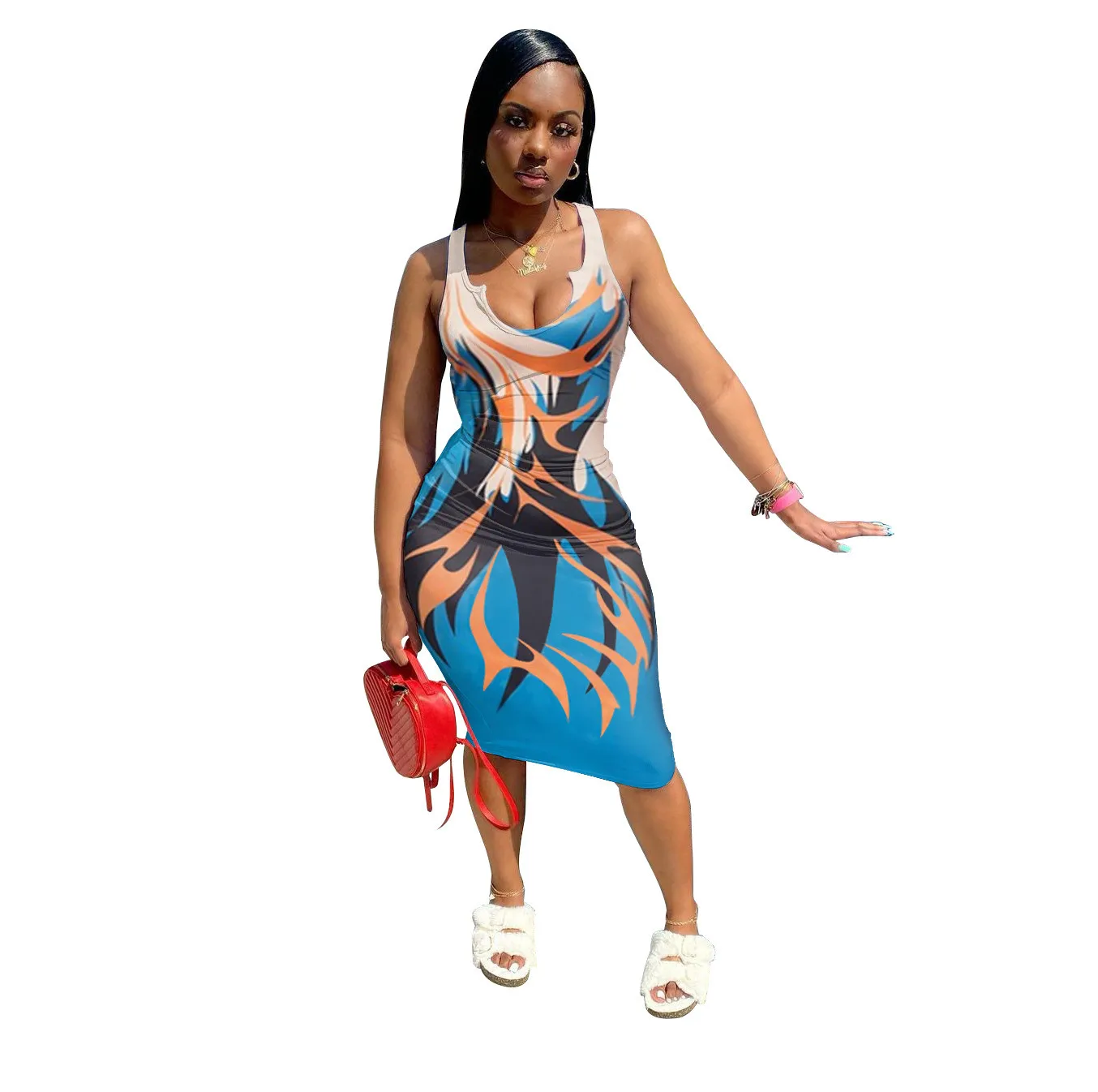 Women's Summer See-Through Sexy Print Dress Women 5 Women's Summer See-Through Sexy Print Dress Women - Image 5