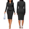 Sexy And Fashionable Solid Color Career Women's V-Neck Dress