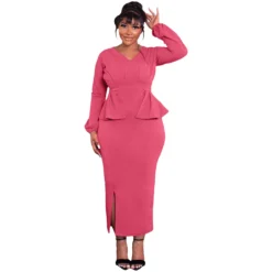 Women Long Sleeve V Neck Slit Dress -Deals Toggenix Store ae098949ca1018e6