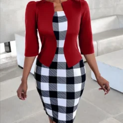 Plus Size Checkered Print Fashion Dress For Women -Deals Toggenix Store ae1ed831ccb0e959