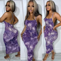 Women's Sexy Print Straps Backless Slim Long Dress -Deals Toggenix Store aec072f0b44f04d5