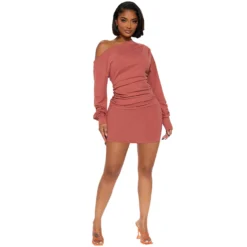 Women's Slash Shoulder Pleated Top Ribbed Skirt Sexy Two-piece Set -Deals Toggenix Store af2961cdc31ef116