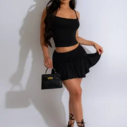 Women's Summer Solid Color Casual Strap Vest Mini Skirt Set(With Underwear) -Deals Toggenix Store b000a5580a76a400