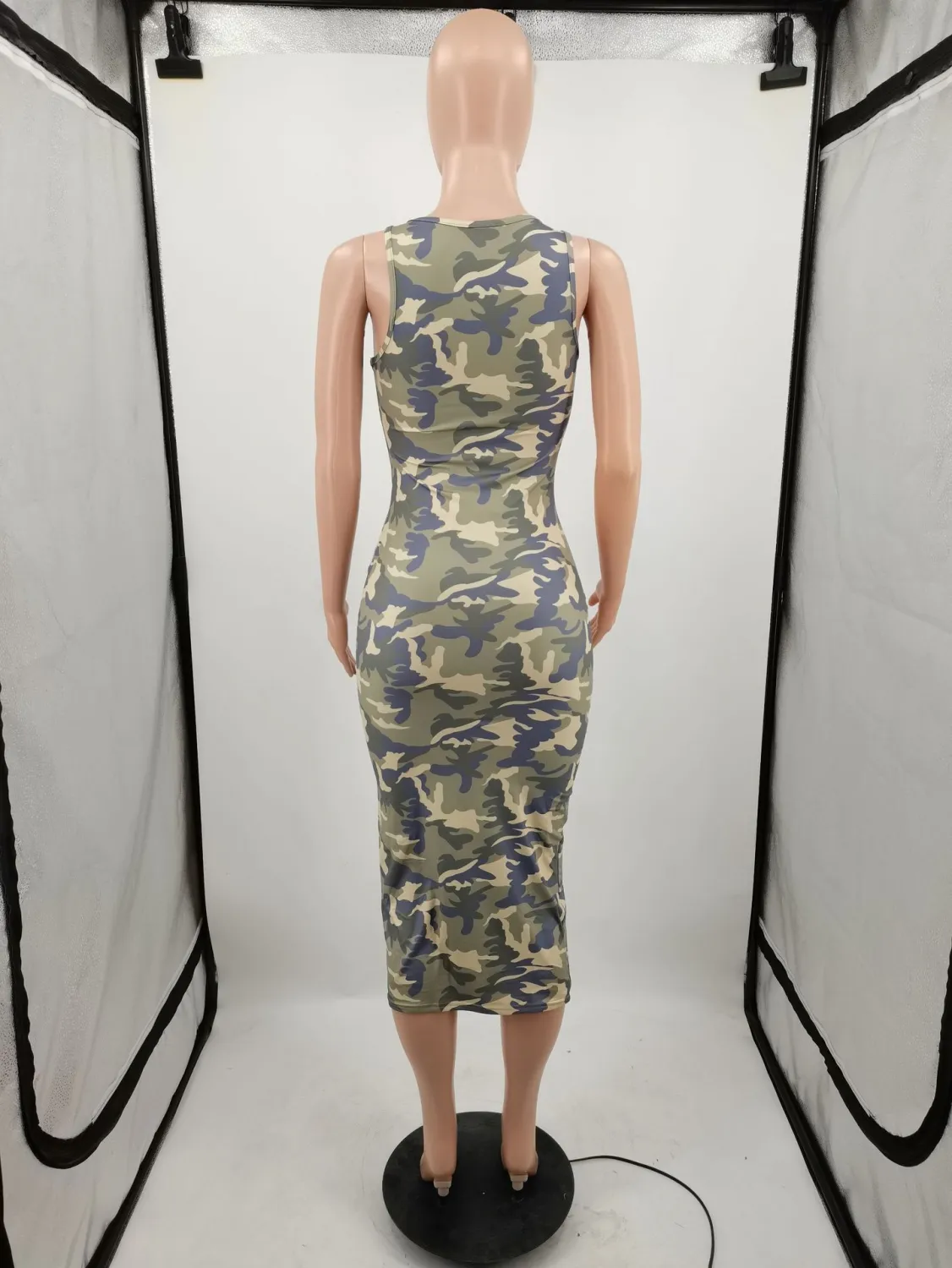 Women Printed Camouflage Sleeveless Dress Excluding Hat 3 Women Printed Camouflage Sleeveless Dress Excluding Hat - Image 3