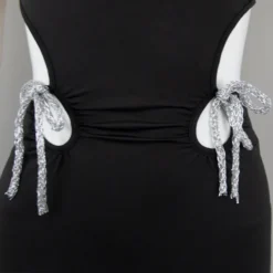 Women's Summer Solid Color Ribbon Decorated Suspenders Hollow Out Low Back Dress -Deals Toggenix Store b1289945ae72e393