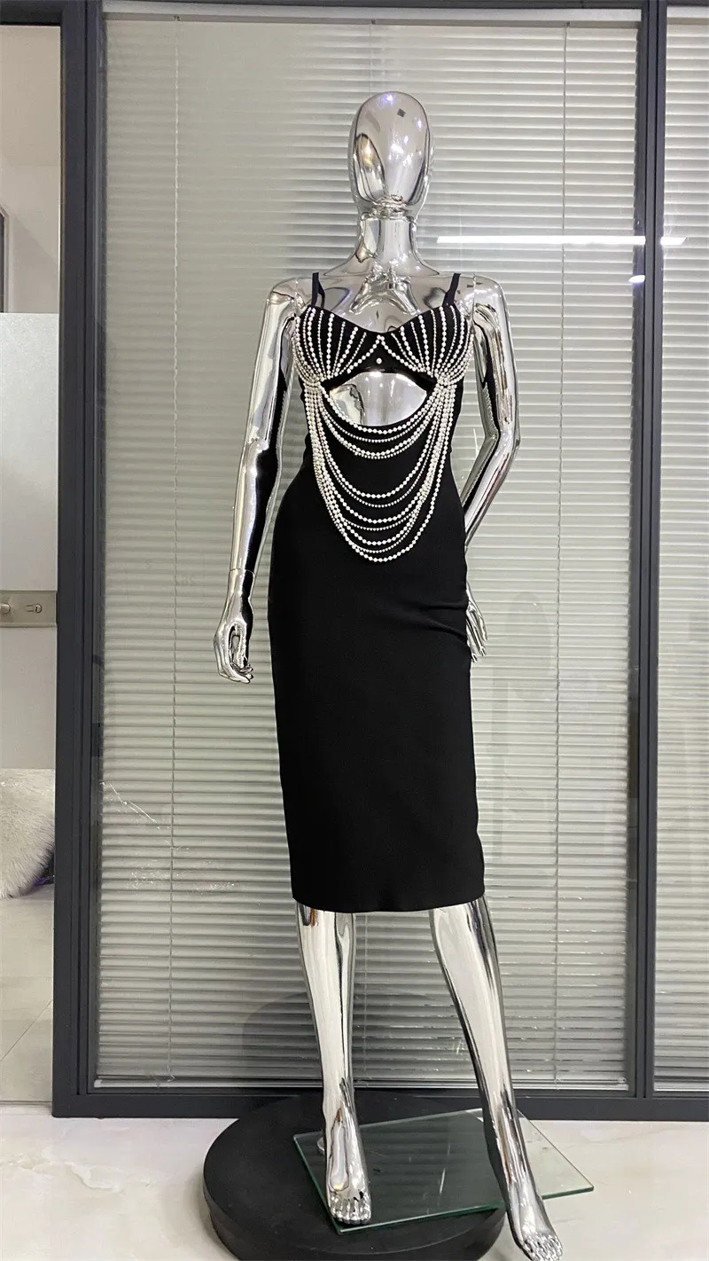 Gorgeous Beaded Sexy Cutout Strap Elegant Chic White Bandage Evening Gown 19 Gorgeous Beaded Sexy Cutout Strap Elegant Chic White Bandage Evening Gown - Image 19