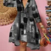 Women'S Fashion Print Long Sleeve Loose Casual Dress
