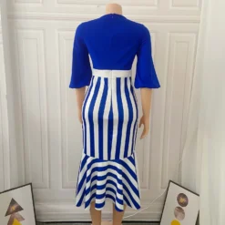 Women's Stripe Irregular Patchwork Mermaid Dress Chic Career Dress -Deals Toggenix Store b59426d62f147613