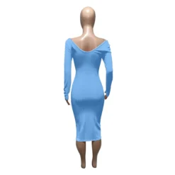 V-Neck Off-Shoulder Ribbed Slim Sexy Dress -Deals Toggenix Store b60ebf7b78c858f6