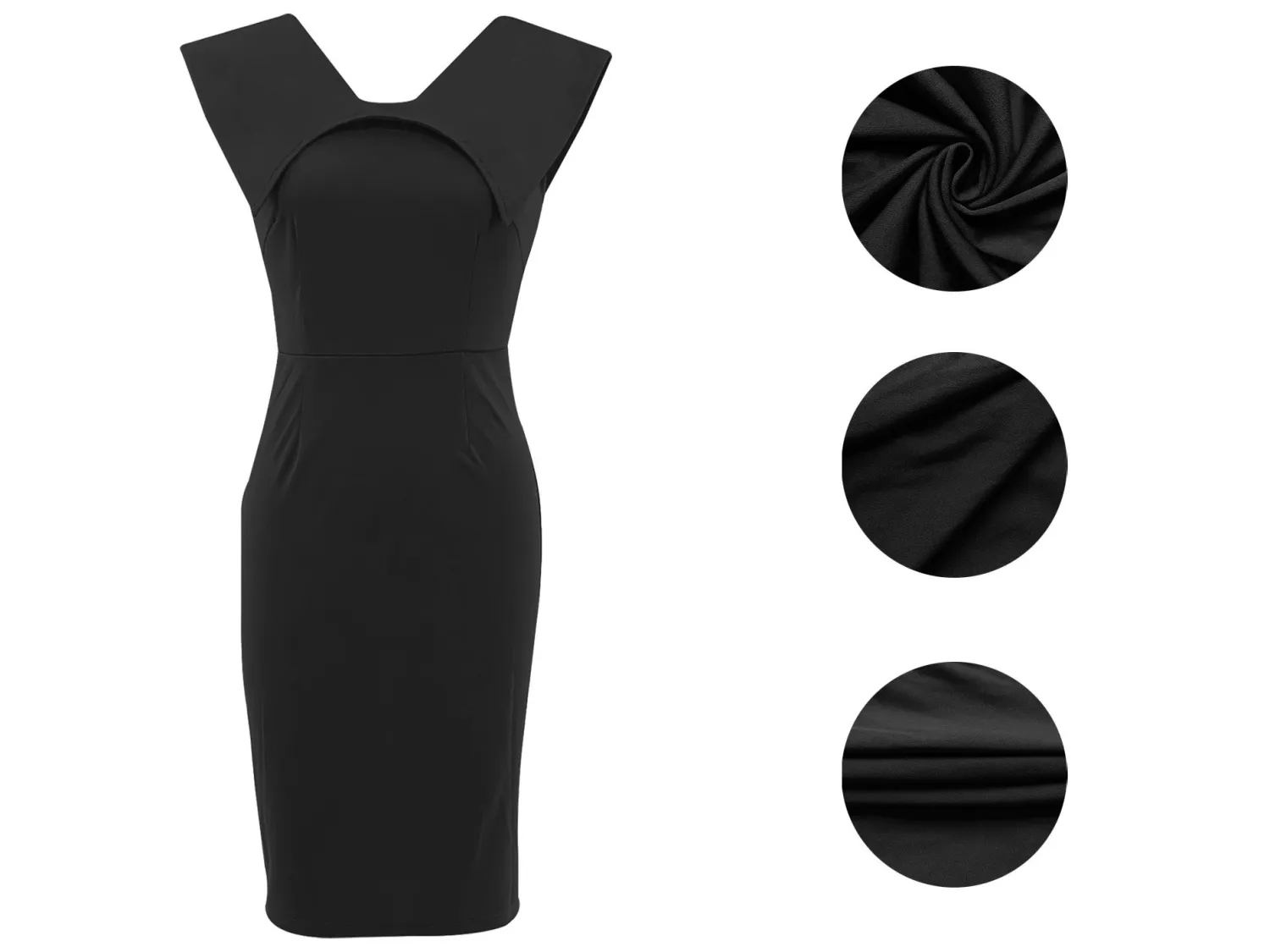 Women's Office Dress Sleeveless Square Neck Back Zipper Slit Dress 13 Women's Office Dress Sleeveless Square Neck Back Zipper Slit Dress - Image 13
