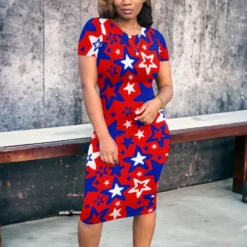 Print Short Sleeve Sexy Midi Dress -Deals Toggenix Store b7ad342361553e3b