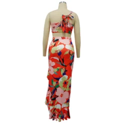 Women Summer Top And Ruffled Slit Skirt Two-piece Set -Deals Toggenix Store b857e225fd51a403