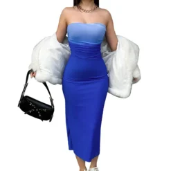 Women Summer Chic Gradient Strapless Pleated Dress -Deals Toggenix Store b916cf5028011185