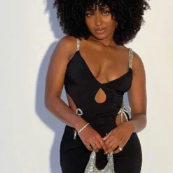 Women's Summer Solid Color Ribbon Decorated Suspenders Hollow Out Low Back Dress -Deals Toggenix Store bb0ac00fa9f21b24