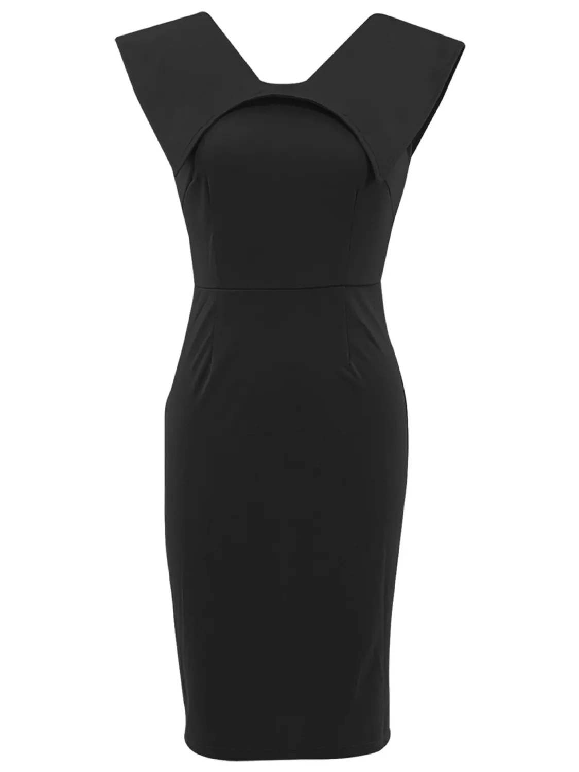 Women's Sleeveless Square Neck Zipper Slit Office Dress 17 Women's Sleeveless Square Neck Zipper Slit Office Dress - Image 17