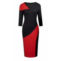 Women Round Neck Zip Contrast Bodycon Dress -Deals Toggenix Store bca4187442436ef7