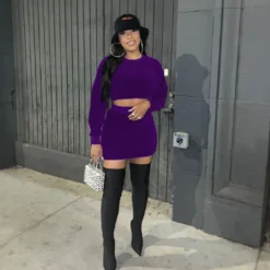 Women Velvet Long Sleeve Top And Mini Skirt Two Piece Set 19 Women Velvet Long Sleeve Top And Mini Skirt Two Piece Set -Deals Toggenix Store bcc7b5ef3a4d66ec