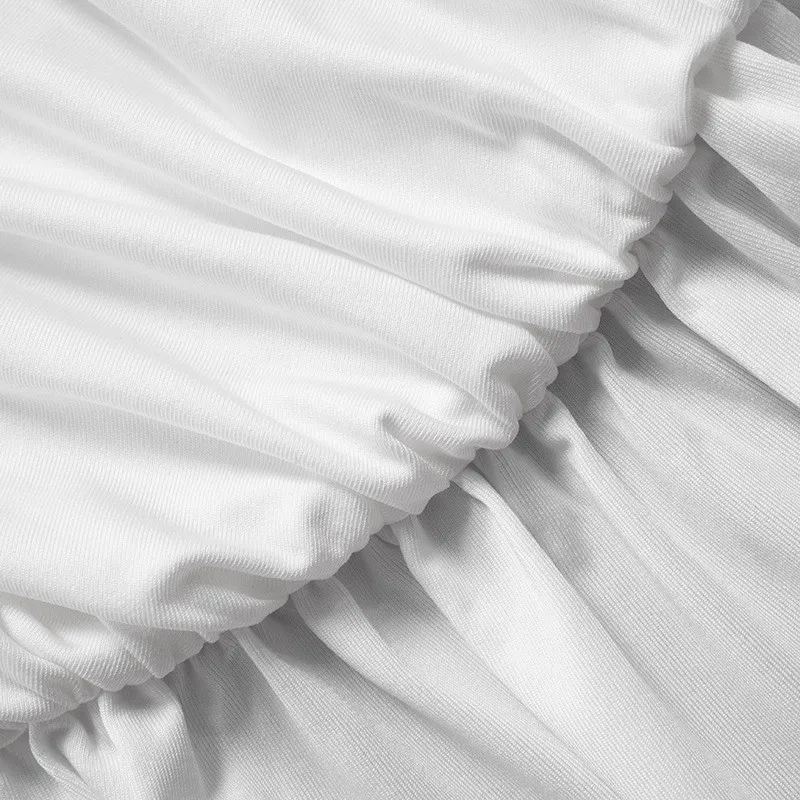 Women's Summer Solid Color Patchwork Mesh Round Neck Long Sleeve Slim Fit Pleated Short Dress 10 Women's Summer Solid Color Patchwork Mesh Round Neck Long Sleeve Slim Fit Pleated Short Dress - Image 10