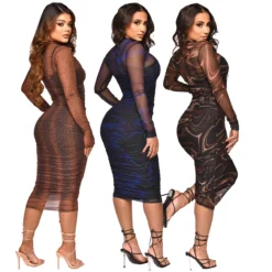 Women's See-Through Mesh Sling Print Sexy Two Piece Dress -Deals Toggenix Store be31b8bd37387c49