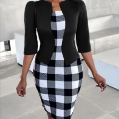 Plus Size Checkered Print Fashion Dress For Women -Deals Toggenix Store beb92d39adc5cca2