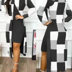 Ladies Fashion Chic Slit Print 2-Piece Dress Set -Deals Toggenix Store bf0304512a2409b7