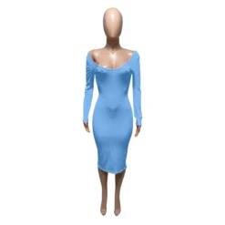 V-Neck Off-Shoulder Ribbed Slim Sexy Dress -Deals Toggenix Store bf15a147f9987597