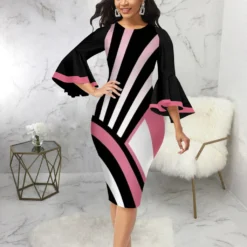 Sexy Fashion Digital Print Bell Bottom Sleeve Women's Dress -Deals Toggenix Store bf57c2ff1490efdd