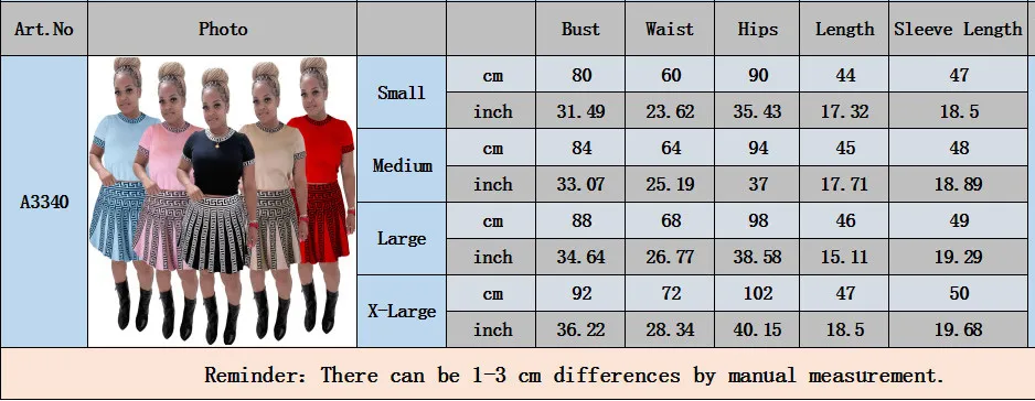 Women Round Neck Knitting Print Short-sleeved Top And Pleated Skirt Two-piece Set 17 Women Round Neck Knitting Print Short-sleeved Top And Pleated Skirt Two-piece Set - Image 17