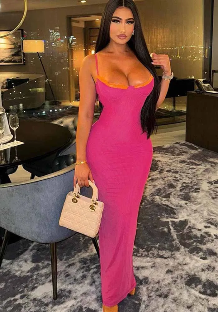 Women Summer Solid Sexy Suspender Backless Slit Bodycon Dress 10 Women Summer Solid Sexy Suspender Backless Slit Bodycon Dress - Image 10