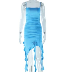 Women Solid Sexy Sleeveless Suspender Flower Bodycon Irregular Dress -Deals Toggenix Store c099bcc8bb4ef014