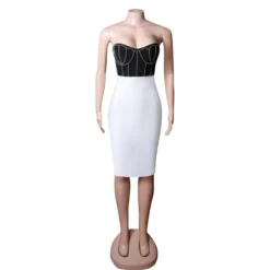 Spring Strapless Tight Fitting Dress Black & White Patchwork Bandage Dress Chic Diamond-Encrusted Dress 17 Spring Strapless Tight Fitting Dress Black & White Patchwork Bandage Dress Chic Diamond-Encrusted Dress -Deals Toggenix Store c0df870b16c57922
