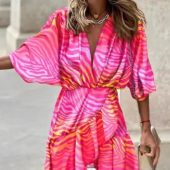 Fall Bat Sleeves V-Neck Hem Irregular Dress -Deals Toggenix Store c0edd61f0d656d3d