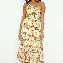 Summer Fashion Chic Slash Shoulder Sling Mermaid Print Dress -Deals Toggenix Store c16fcfa626e3c8de