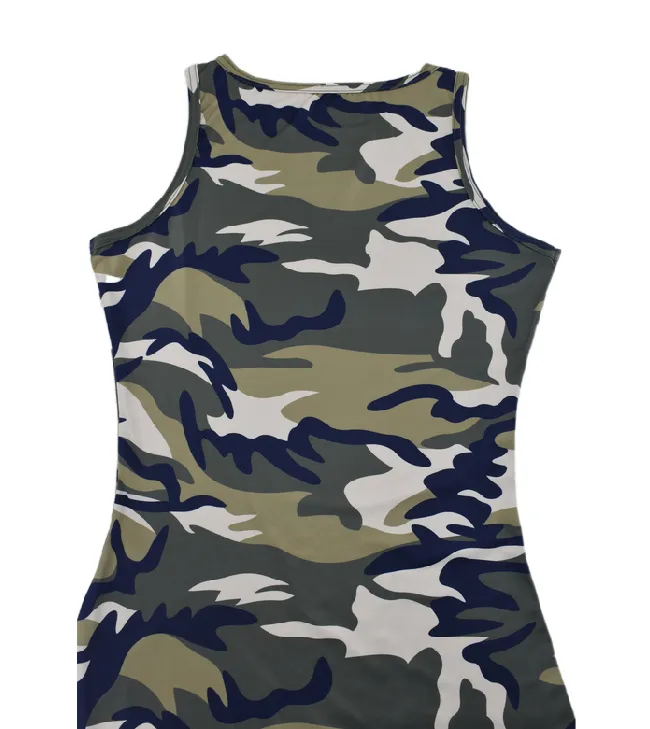 Women Sleeveless Camouflage Print Bodyson Dress 2 Women Sleeveless Camouflage Print Bodyson Dress - Image 2