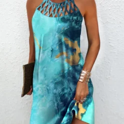 Women'S Cutout Print Sleeveless Casual Dress -Deals Toggenix Store c1a41b17aca27e50