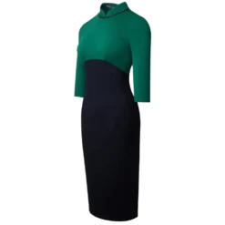 Women Elegant Round Neck Zip Colorblock Bodycon Dress -Deals Toggenix Store c2461864f98d9a40