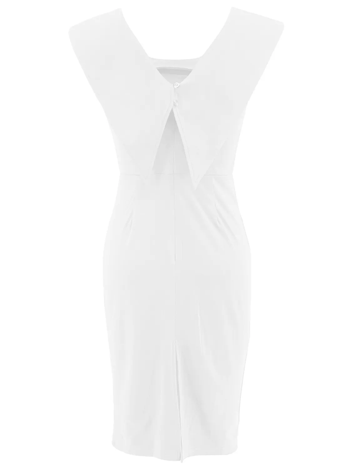 Women's Sleeveless Square Neck Zipper Slit Office Dress 18 Women's Sleeveless Square Neck Zipper Slit Office Dress - Image 18