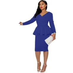 Women's Fall/Winter Long Sleeve Work V Neck Back Zipper Bodycon Dress -Deals Toggenix Store c2b665d146af32fb
