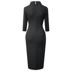 Chic Women's Mid Waist Patchwork Solid Color Half Turtleneck Bodycon Work Dress -Deals Toggenix Store c2deed24e12d8ccb