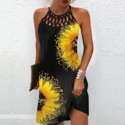 Women Cutout Halter Neck Print Mini Dress -Deals Toggenix Store c2ead7f0e1e372d4