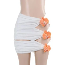 Women Cross Halter Neck Flower Summer Hollow Bodycon Mini Dress -Deals Toggenix Store c3b0916b0e518527