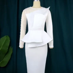 Elegant Patchwork Beaded High Waist Slim Fit Party Dress -Deals Toggenix Store c444582bfd106b0b