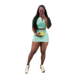 Women Casual Washed Patchwork Pocket Top And Skirt Two-piece Set -Deals Toggenix Store c454bb05ceb44694