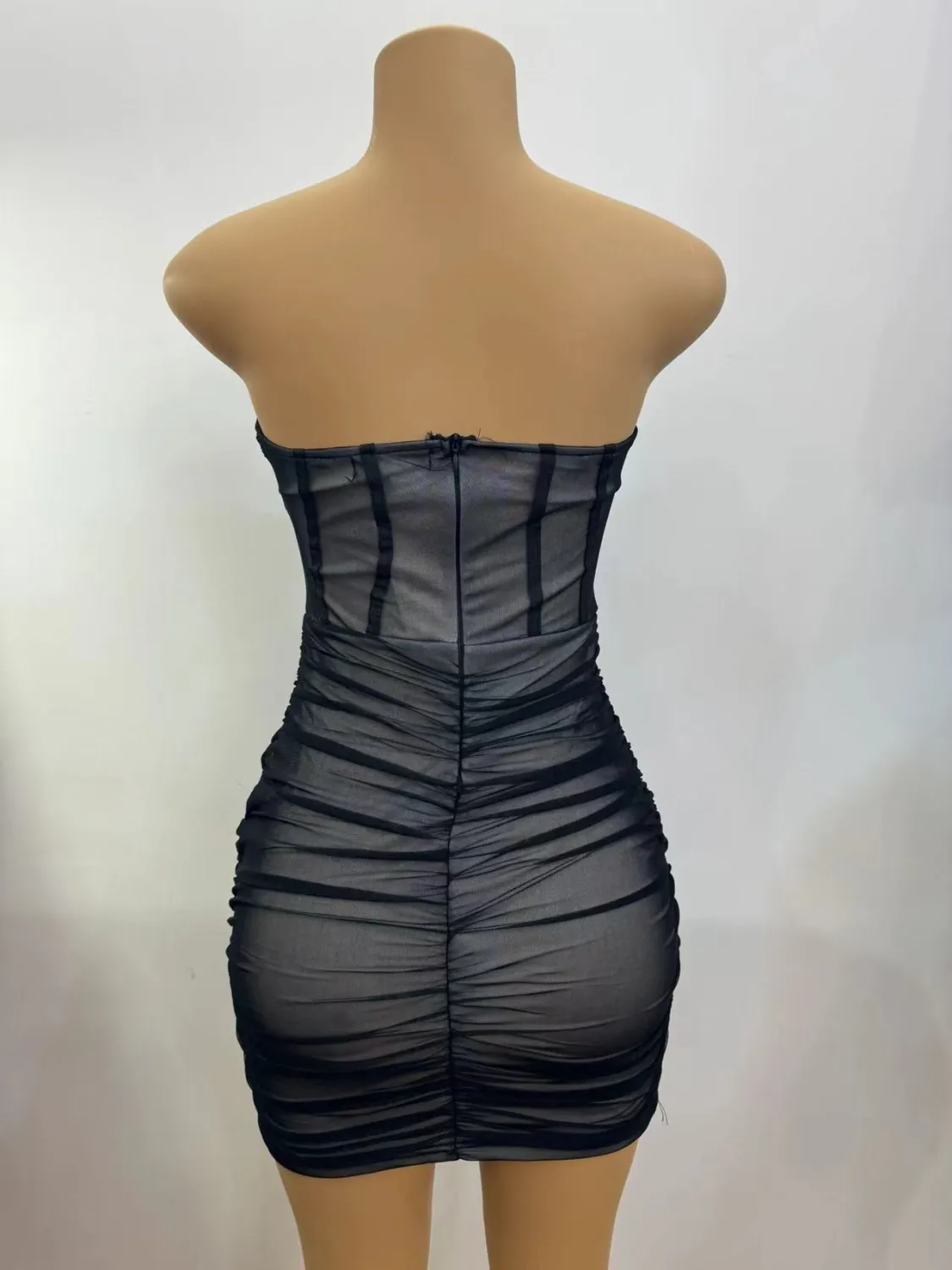 Women Sexy Off-the-shoulder Strapless Bodycon Pleated Dress 9 Women Sexy Off-the-shoulder Strapless Bodycon Pleated Dress - Image 9