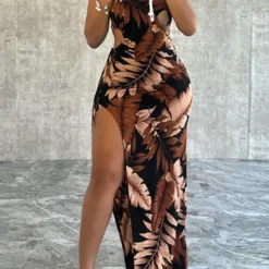 Women's Fashion Print Sexy Strapless Low Back Slit Dress 25 Women's Fashion Print Sexy Strapless Low Back Slit Dress -Deals Toggenix Store c4c453b142a862d1