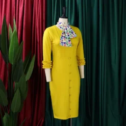 Women Fall Long Sleeve Solid Color Slit Scarf Bodycon Dress -Deals Toggenix Store c58507fd146a9bde