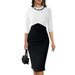 Women Elegant Round Neck Zip Colorblock Bodycon Dress -Deals Toggenix Store c6d588ca5d50adf7