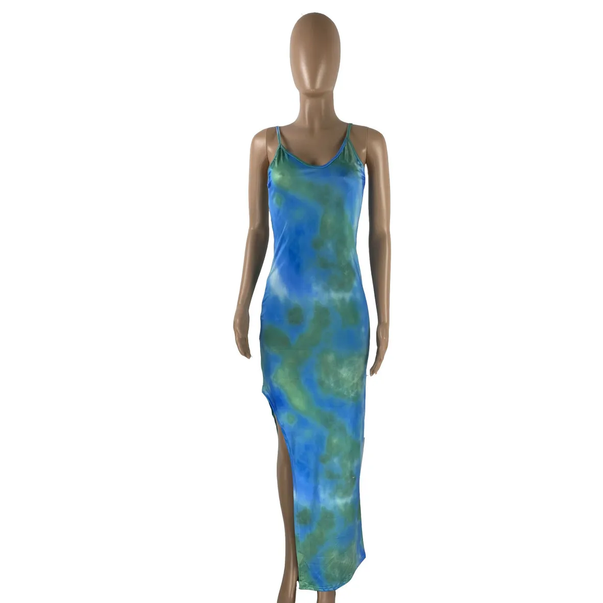 Women Tie Dye Printed Tank Top Strap Dress 4 Women Tie Dye Printed Tank Top Strap Dress - Image 4
