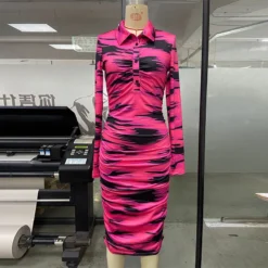 Women's Spring And Summer Printed Fashion Casual Pleated Long Sleeve Slim Chic Long Dress 28 Women's Spring And Summer Printed Fashion Casual Pleated Long Sleeve Slim Chic Long Dress -Deals Toggenix Store cae708c2afb1f881